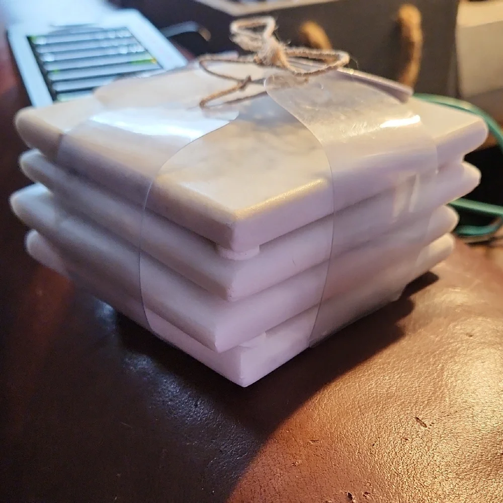 Handmade Marble Coasters - White Marble Set